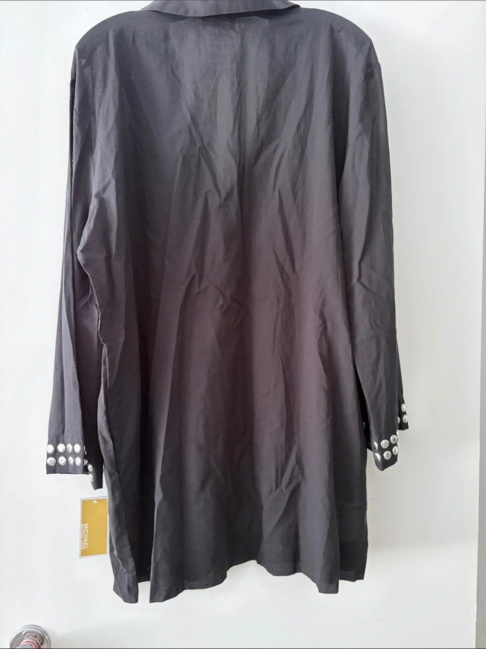 Michael Kors Black Long-Sleeve Button-Down Tunic with Grommet Cuff